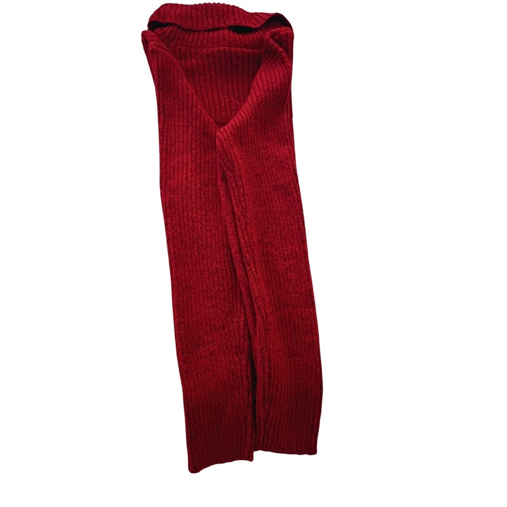 Crimson Red Ribbed Turtleneck Sweater Cozy Knit Long Sleeve Top No Tags Fits L - Picture 6 of 8